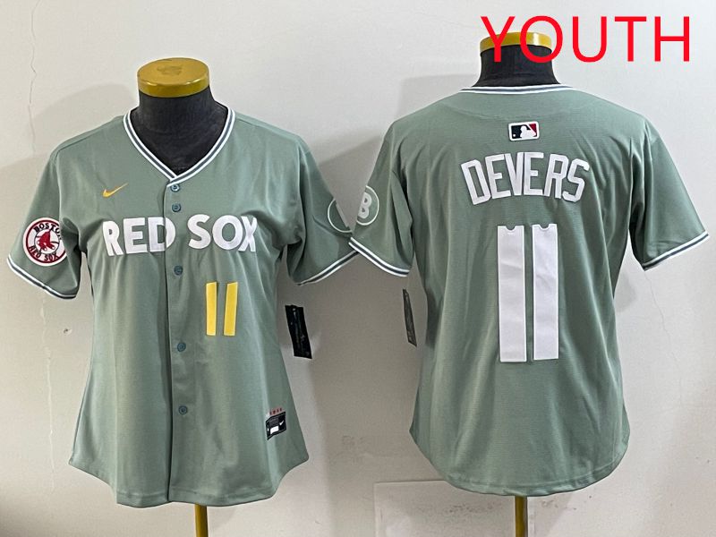 Youth 2025 Boston Red Sox 11 Devers Light Green Joint Name Nike MLB Jersey style 14